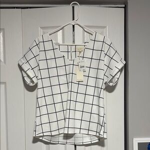 MELLODAY White and Black Grid Blouse